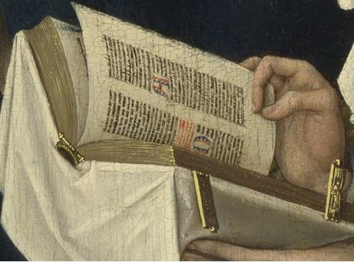 Maria reading detail (painting by Rogier van der Weyden)